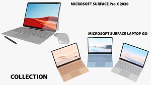 Microsoft Surface Pro X 2020 and Surface Laptop Go Rigged Collection