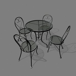 3d patio chair table set model