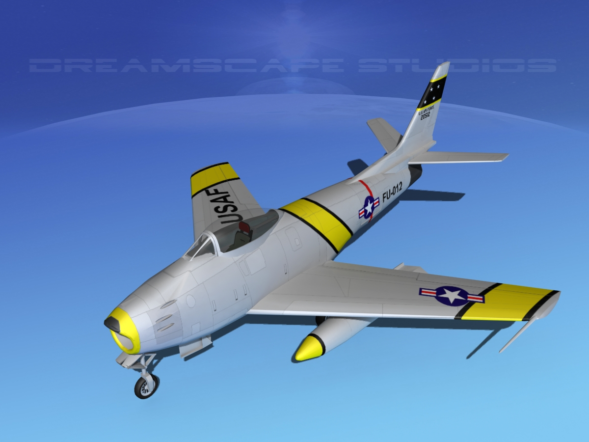 north american f-86 sabre 3d max