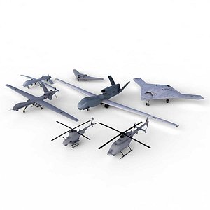 7 uavs 3d model