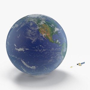 Multifunctional Transport Satellite on Orbit Planet Earth model