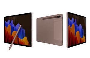 Samsung Galaxy Tab S7 Plus Mystic Bronze Low Poly 3D model