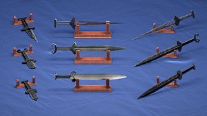3D Akinak Sword -- 9 game models -- Weapons of the V century model