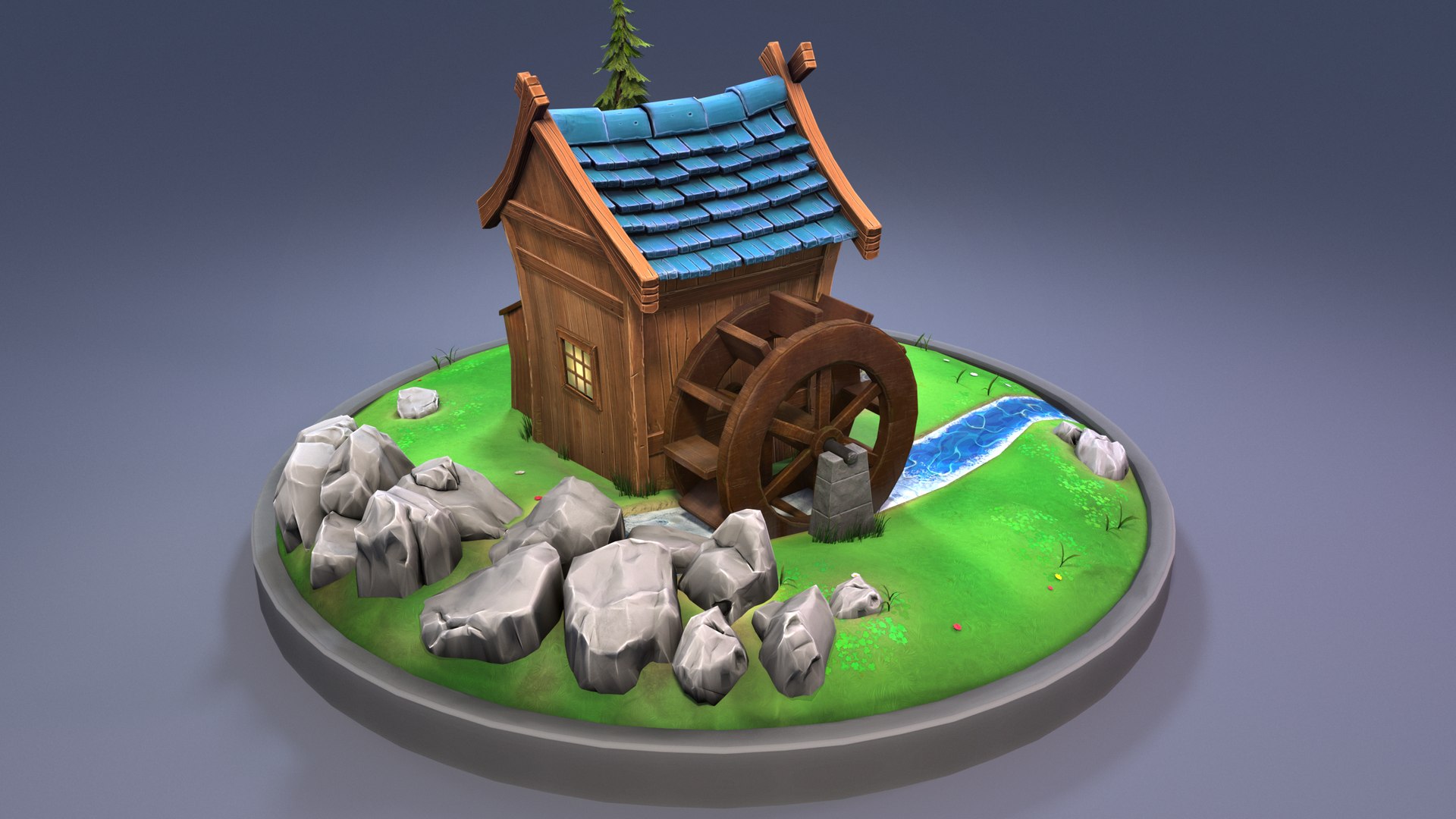 3D Stylized Water Mill Model - TurboSquid 2284801