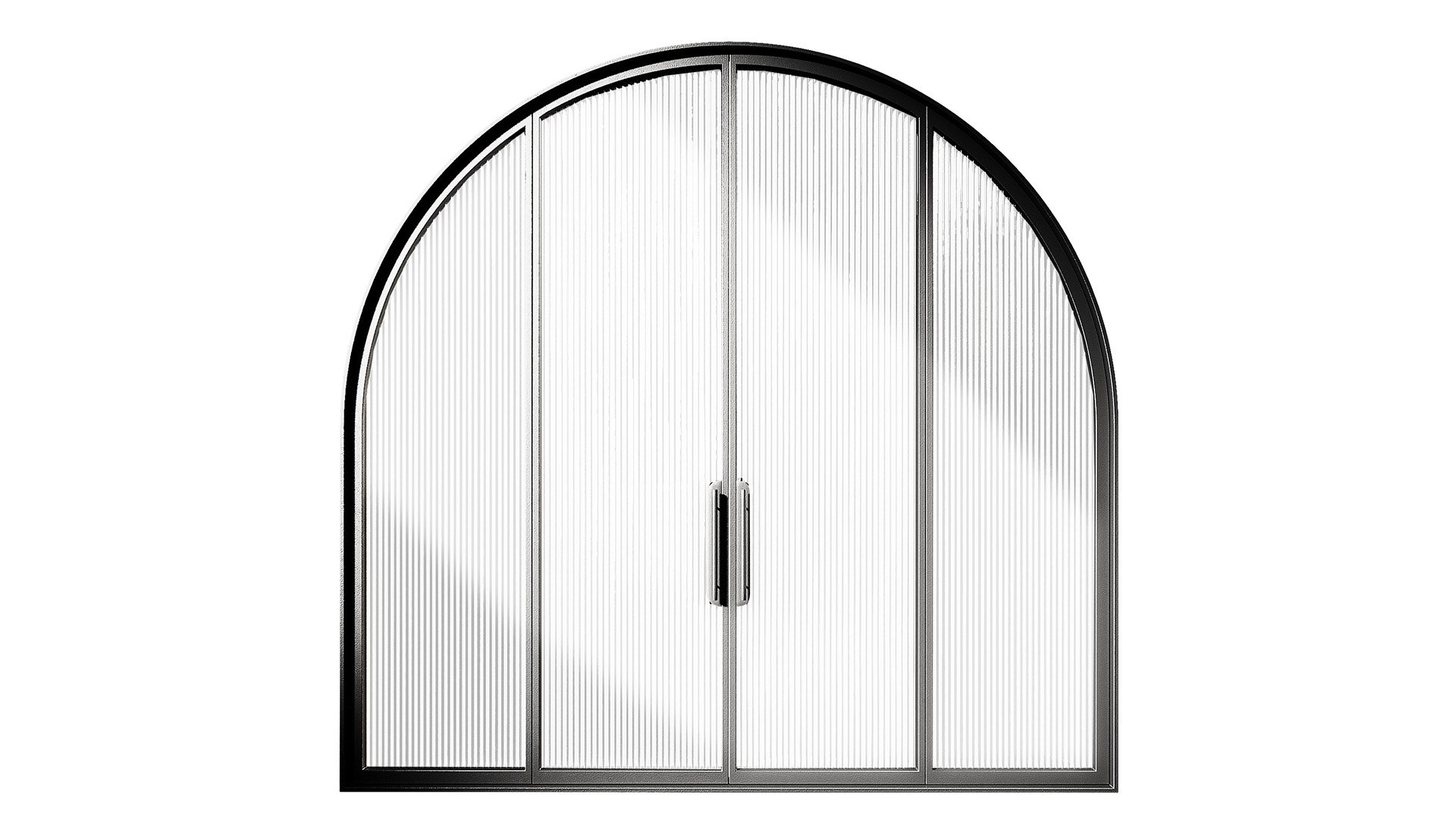 3D Arched Door Made Of Metal And Glass Ribbed And Standard Glass ...