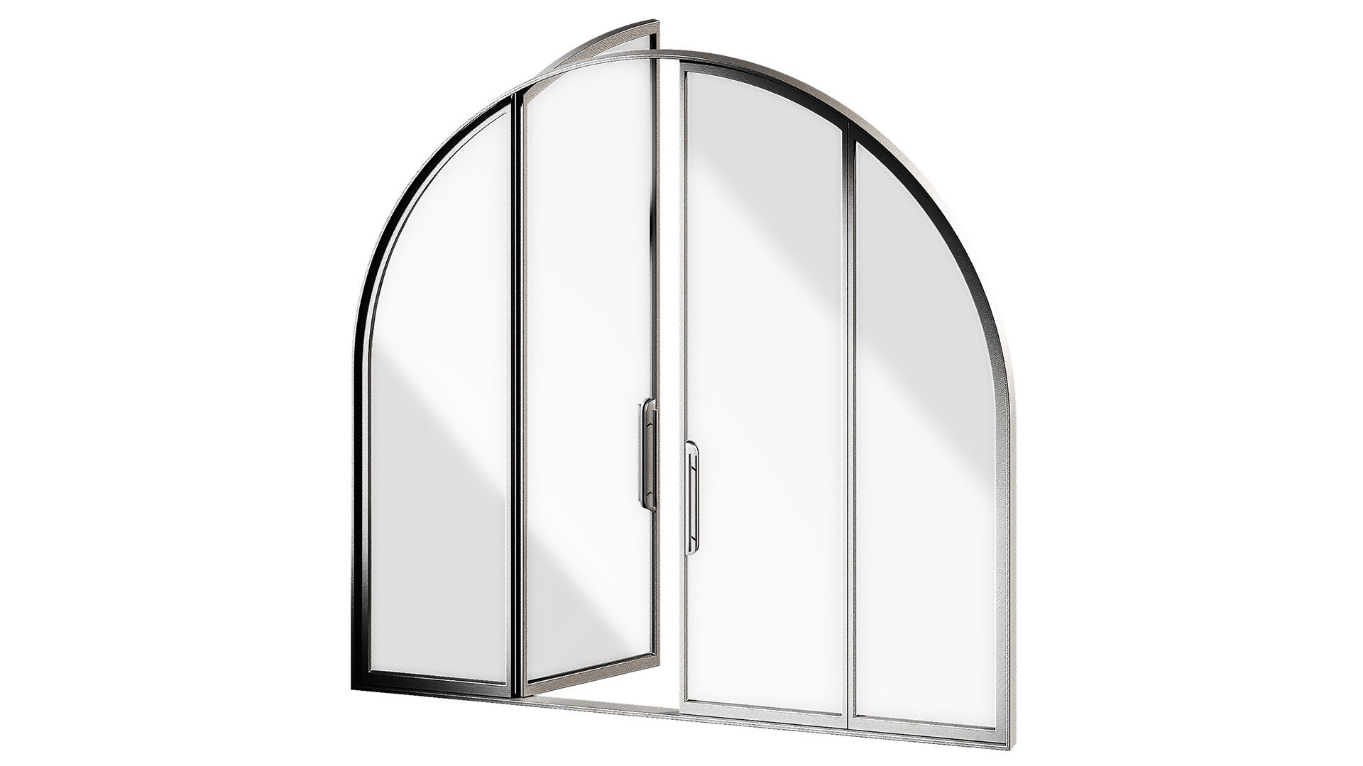 3D Arched Door Made Of Metal And Glass Ribbed And Standard Glass ...