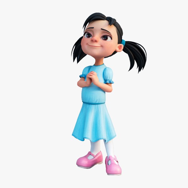 Jumana Cartoon Girl Character Rigged 3D