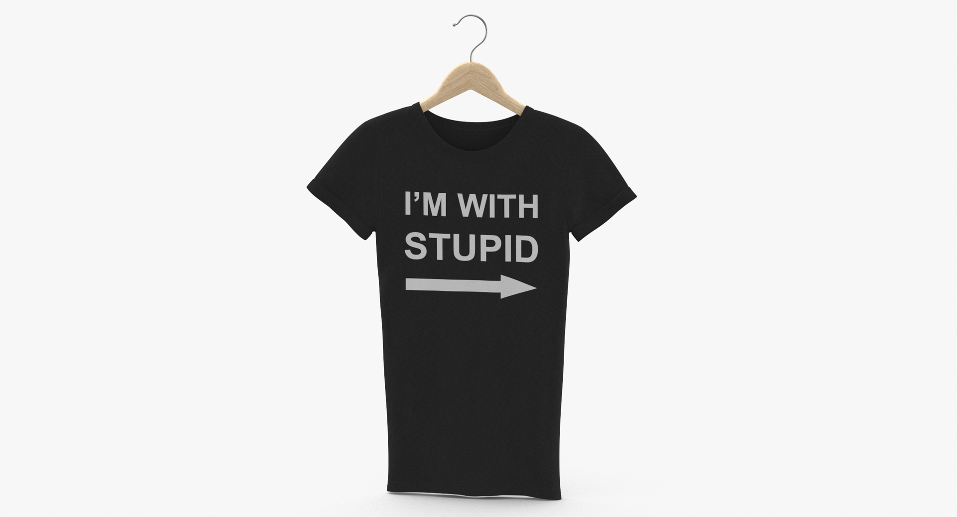 3D Female Crew Neck Hanging Black Im With Stupid 02 model TurboSquid