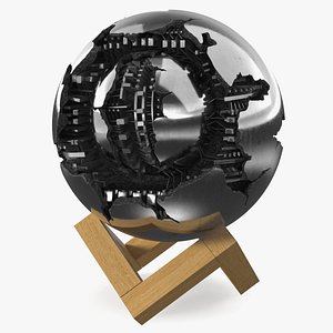 Architectural Fractured Sphere on Wooden Stand