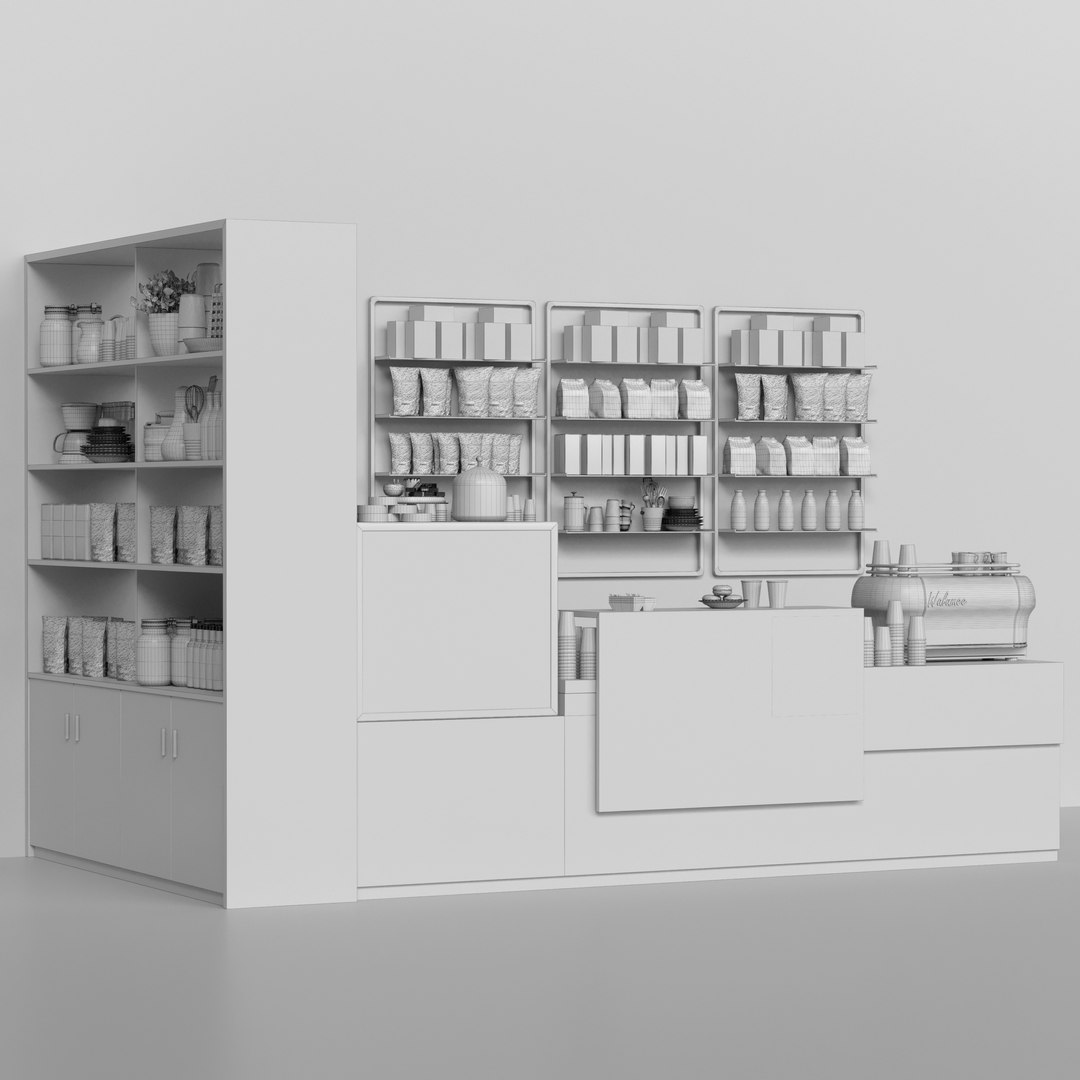 Big Coffee Point With Sweets And A Coffee Machine 3D - TurboSquid 1984046