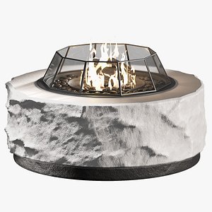Round Fireplace Rough white stone 3D model