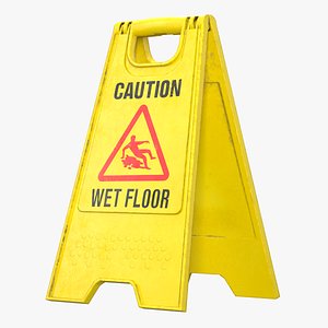 3D model Wet Floor Sign Low Poly PBR