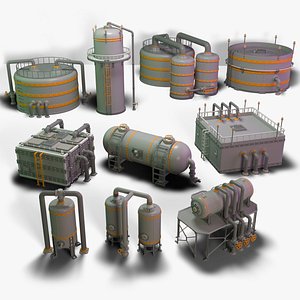 3D Industrial Tanks - part - 3 - 10 pieces model