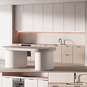 450 modern kitchen 15 minimal modern japandi with island 06 3D model