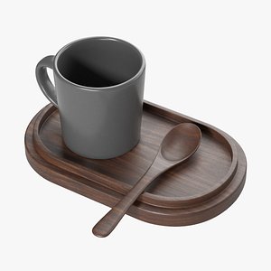 Coffee Mug With Tray 3D model