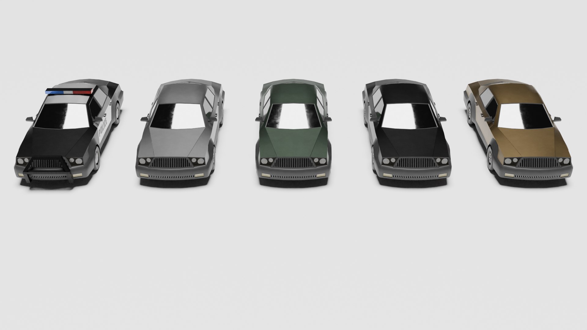 Low Poly Sedan 5 Variant 3D Model - TurboSquid 2241238