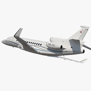 Business Long Range Trijet Dassault Falcon 7X Rigged 3D Model