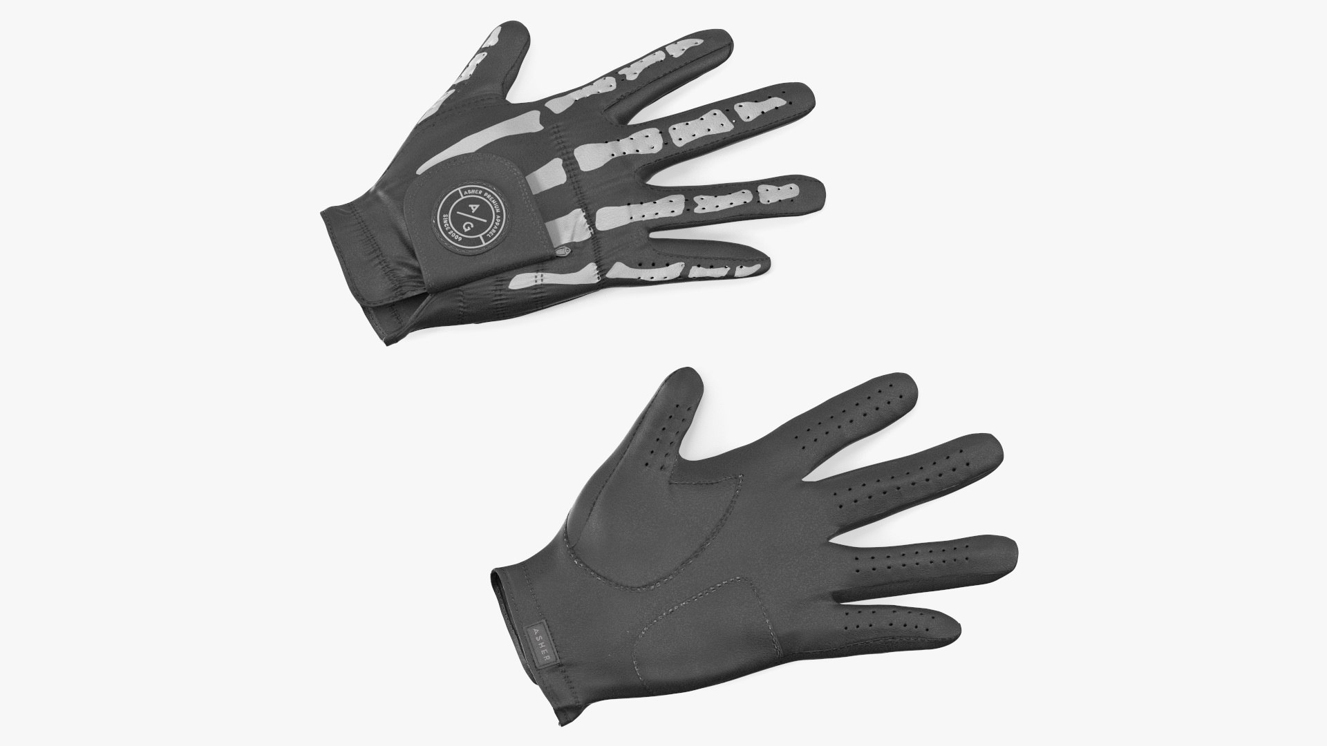 Lying Black Asher Premium Golf Gloves 3D model preview