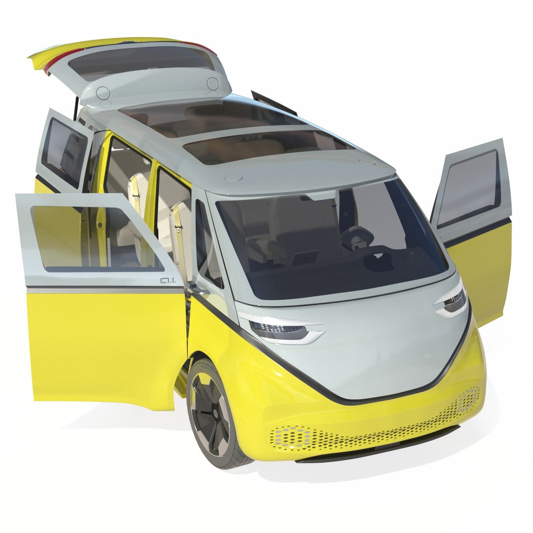 Electric Minivan Rigged for Cinema 4D 3D model preview