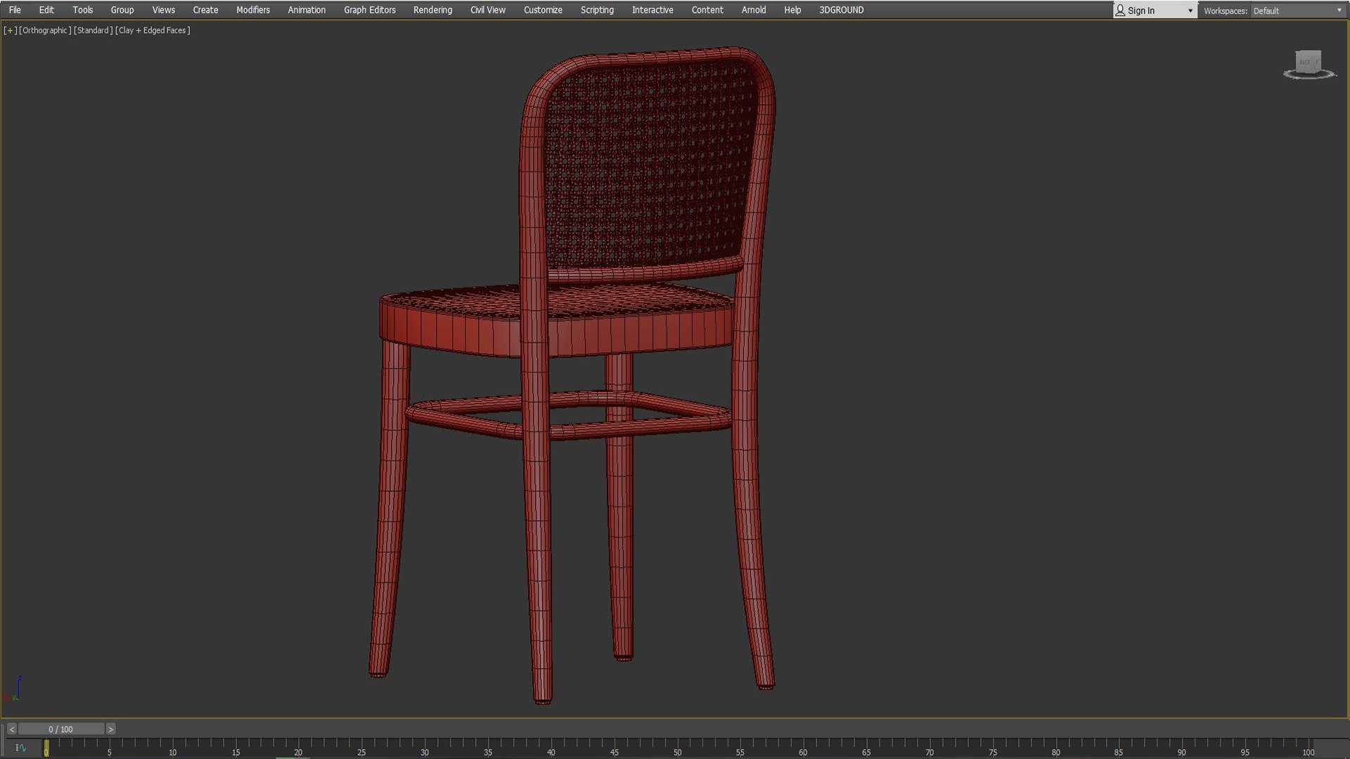 3D Hoffmann Replica Beech Wood Rattan Dining Side Chairs Model