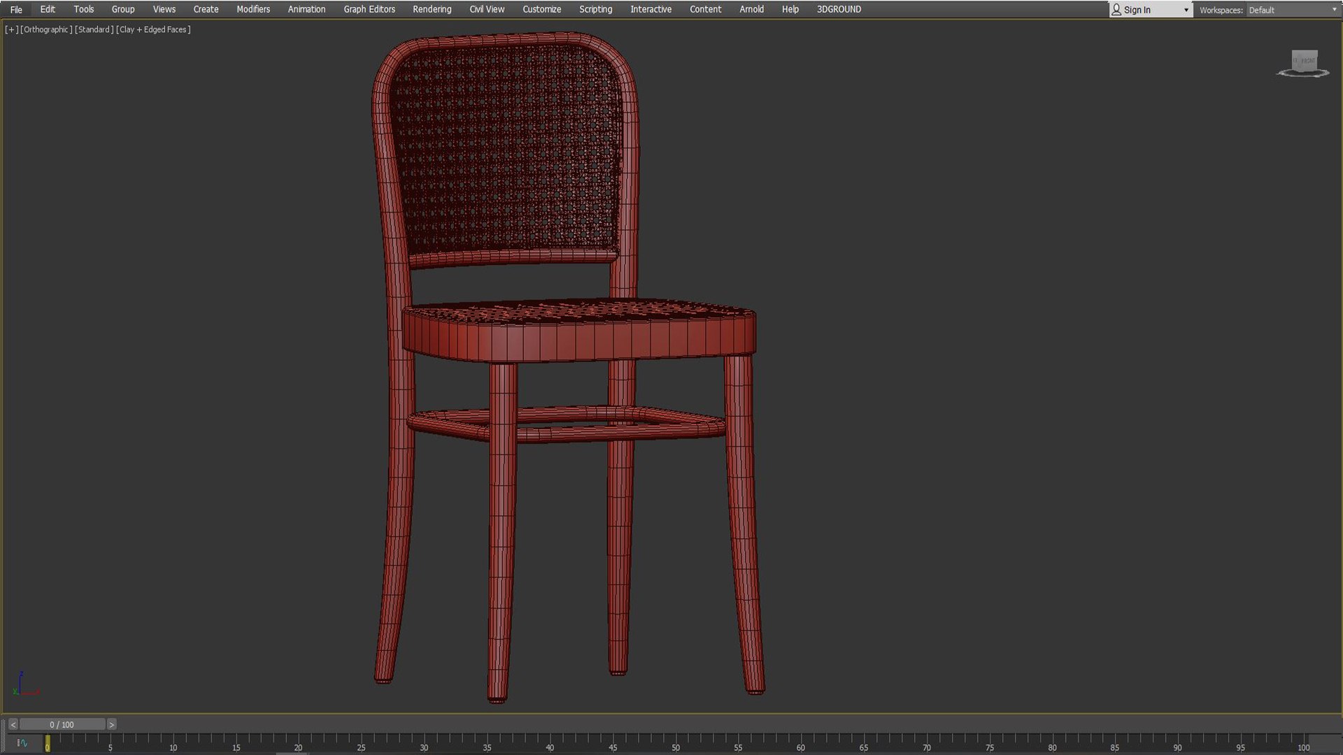 3D Hoffmann Replica Beech Wood Rattan Dining Side Chairs Model