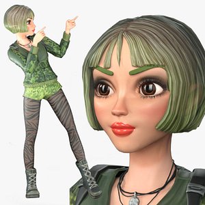 Cartoon 3D Rigged Cute Style Girl-Isla Character Model 3D