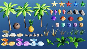 Stylized Beach Asset Pack 3D model
