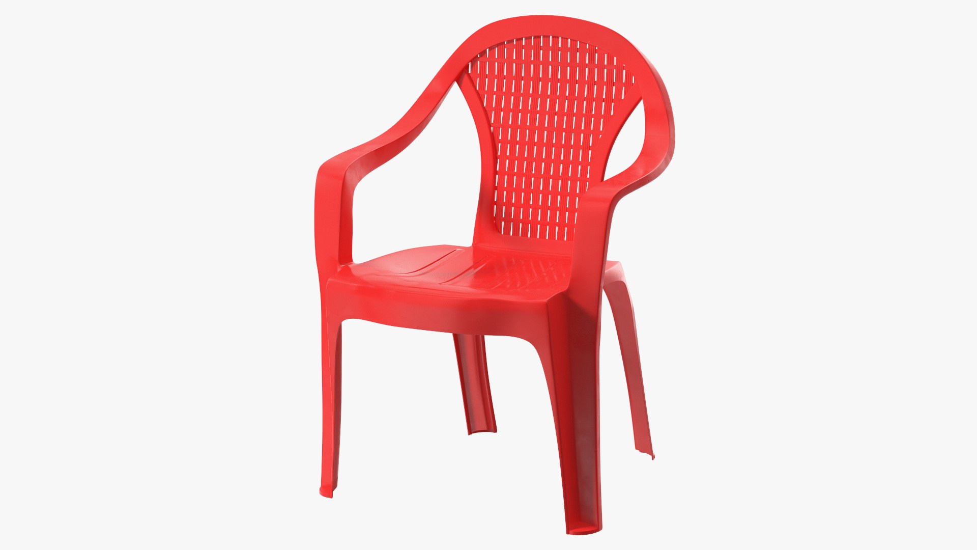 Perforated Plastic Armchair Red 3D model preview