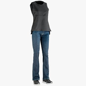 3D realistic womens jeans vest