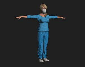 Nurse woman-Rigged 3d game character