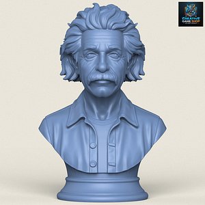 3D Albert Einstein Bust Print Ready 3D Model