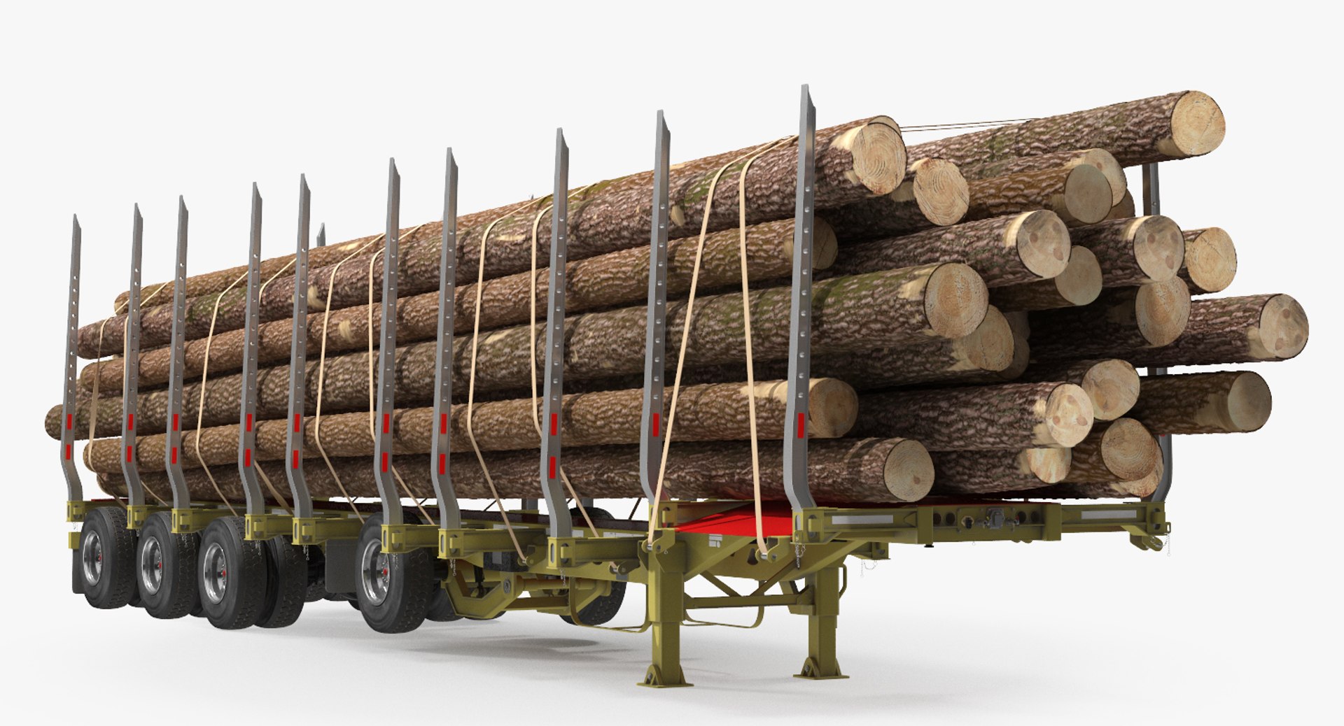 Logging Trailer with Logs 3D model preview