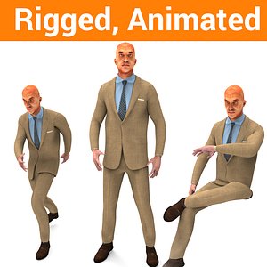 3D man rigged character animation model