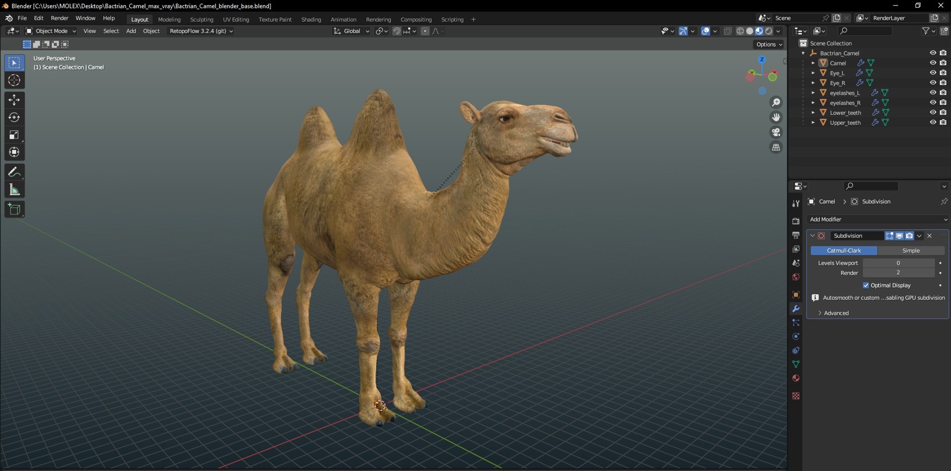3D model Bactrian Camel https://p.turbosquid.com/ts-thumb/HK/8cN7Pz/19/bactriancamelvray3dmodel029/jpg/1724902057/1920x1080/fit_q87/0b0a043600b061272c7eecebeb9775f8c79e6e3a/bactriancamelvray3dmodel029.jpg