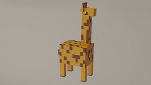 3D Voxel Low Polly Animal Giraffe model