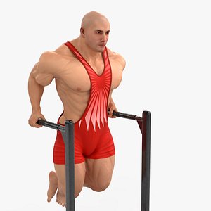 Dip Bars Workout Man model