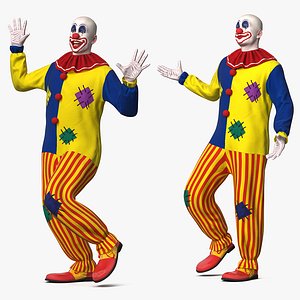 3D bald clown rigged model