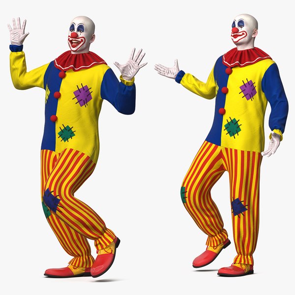 3D bald clown rigged model