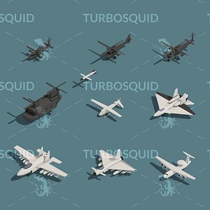 3D Low Poly Military Air Force Isometric Icon