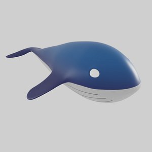 Cute Cartoon Whale  Stylized 3D Character