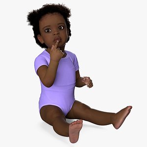 African Baby Girl Light Skin in Bodysuit Sitting Fur