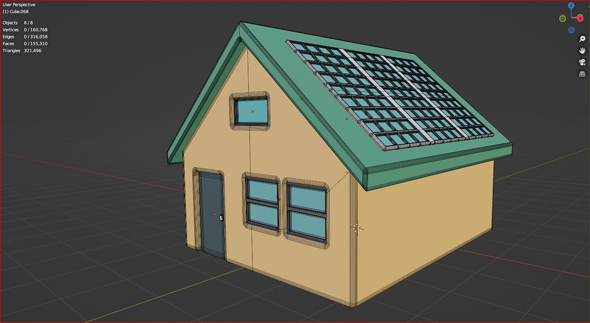 3D Solar Panels On A Roof Home Icon - TurboSquid 2063187