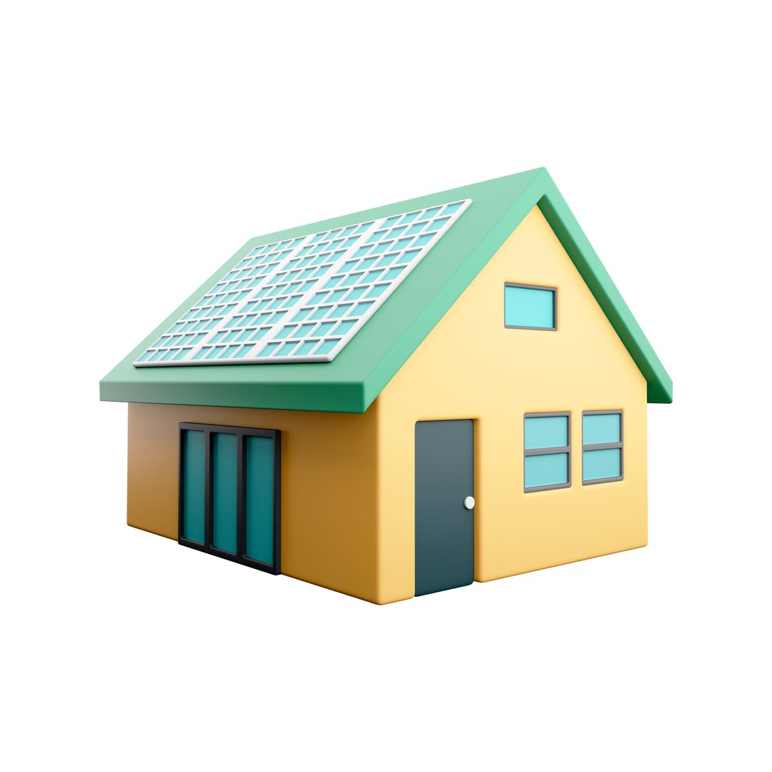 3D Solar Panels On A Roof Home Icon - TurboSquid 2063187
