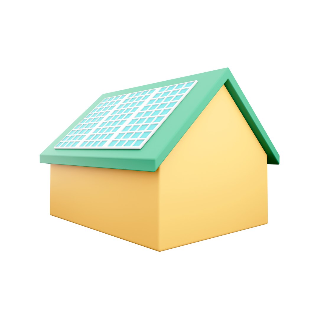 3D Solar Panels On A Roof Home Icon - TurboSquid 2063187