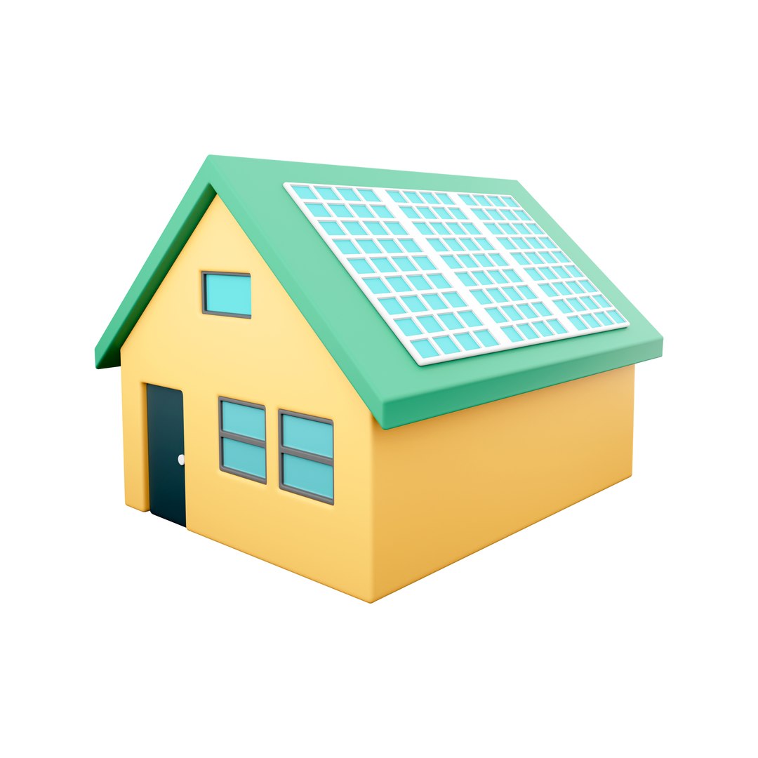 3D Solar Panels On A Roof Home Icon - TurboSquid 2063187