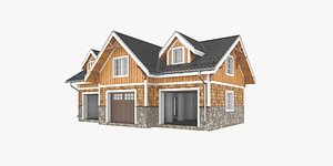 3D model exterior timber house