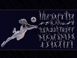3D model volleyball Woman 48 figure Set 01
