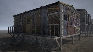 3D model pbr modular post-apocalyptic buildings