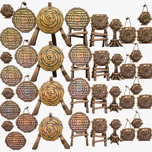 Medieval Wooden Target Shooting Range Furniture Pack