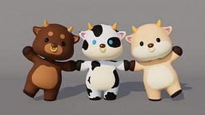 3D Rigged Cartoon Cow